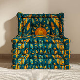 Blaues 3-in-1-Schlafsofa aus Samt