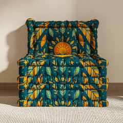 Blaues 3-in-1-Schlafsofa aus Samt