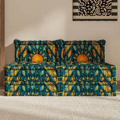 Blaues 3-in-1-Schlafsofa aus Samt