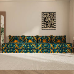 Blaues 3-in-1-Schlafsofa aus Samt