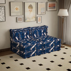 NavyBlue Velvet 3-in-1 Sofa Bed