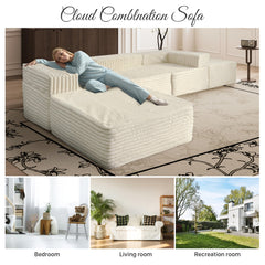 106" Boneless Cloud Sectional Sofa Couch, keine Montage erforderlich