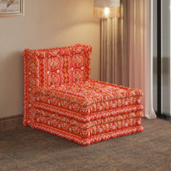 Orangefarbenes 3-in-1-Schlafsofa aus Samt