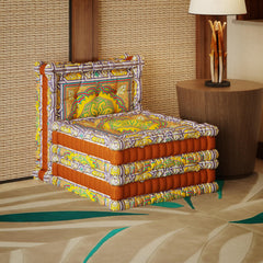 Gelbes 3-in-1-Schlafsofa aus Samt