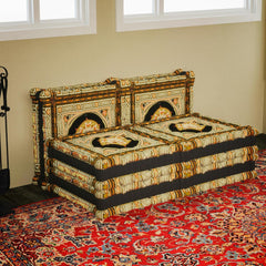 Yellow Pattern Velvet 3-in-1 Sofa Bed