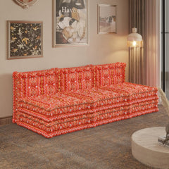 Orangefarbenes 3-in-1-Schlafsofa aus Samt