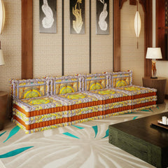 Gelbes 3-in-1-Schlafsofa aus Samt