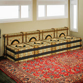 Gelbes gemustertes 3-in-1-Schlafsofa aus Samt