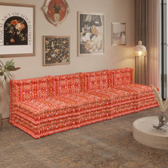 Orangefarbenes 3-in-1-Schlafsofa aus Samt