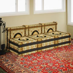 Yellow Pattern Velvet 3-in-1 Sofa Bed