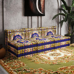 3-in-1-Schlafsofa aus Samt mit mehrfarbigem Muster