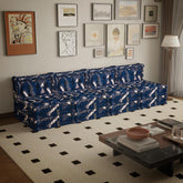 Marineblaues 3-in-1-Schlafsofa aus Samt