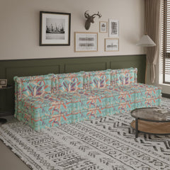 Hellblaues 3-in-1-Schlafsofa aus Samt