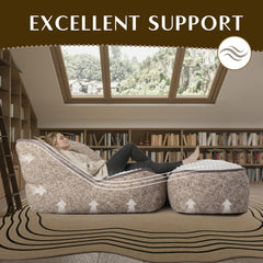 Giant Bean Bag Chair for Adults, Oversized Comfy Lounge Floor Sofa, Luxury Faux Fur Large Chair for Living Room, Bedroom, Dorm, Gaming Room, Cozy Reading Chair