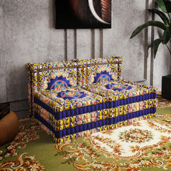 3-in-1-Schlafsofa aus Samt mit mehrfarbigem Muster