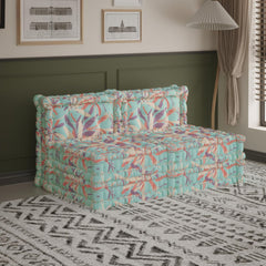 Hellblaues 3-in-1-Schlafsofa aus Samt