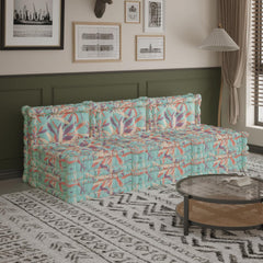 Hellblaues 3-in-1-Schlafsofa aus Samt