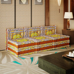 Gelbes 3-in-1-Schlafsofa aus Samt