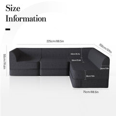 Customizable L-Shaped Modular Sofa