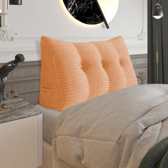 Dreieckiges Lesekissen, Kopfteil, Rückenlehne, Cord – Pfirsichkoralle