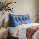 Large Wedge Headboard Backrest Reading Pillow — Printed Blue