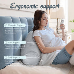 Gray Denim Backrest Pillow with Arms