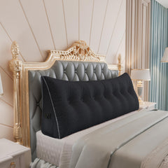 Large Wedge Headboard Backrest Reading Pillow — Secret Black