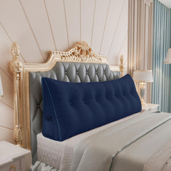 Large Wedge Headboard Backrest Reading Pillow — Silent Blue