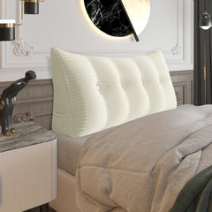 Dreieckiges Lesekissen, Kopfteil, Rückenlehne, Cord – Weiß