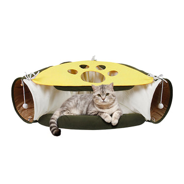 Peekaboo Cat Tunnel Cozy Cave Bed for Indoor Cats and Kittens