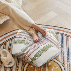 Casual Boho Striped Storage Pouf