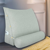 Verstellbare Nacken- und Rückenstützkissen mit Nackenrolle aus Leinen – Weiß 23,5 Zoll