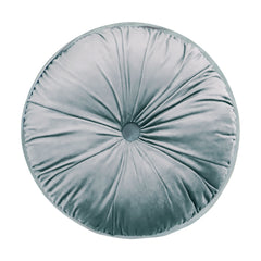 Velvet Pleated Round Pillow—Grey, 15x15 Inches