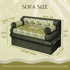 Floral Velvet Chenille 52" Loveseat Sofa with Removable Compression