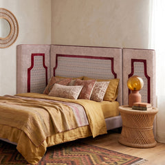 BOHO Tufted Fabric Upholstered Corner Headboard