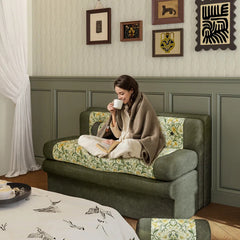 Floral Velvet Chenille 52" Loveseat Sofa with Removable Compression