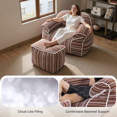 StripeCloud Bean Bag Chair with Ottoman