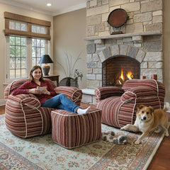 StripeCloud Bean Bag Chair with Ottoman