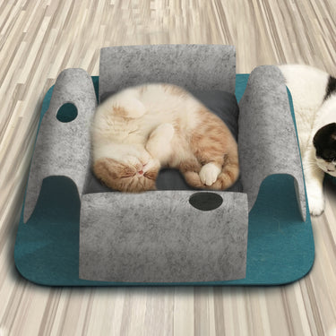 2-in-1 Cat Tunnel Bed, Cat Bed with Play Nest Cave Tunnels