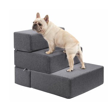 Foldable Dog Stairs with Non-Slip Bottom, Gray