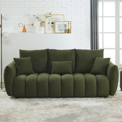82" Premium Teddy fabric Sofa with 3 Back Pillows and 3 back Cushions Solid Wood Frame Sofa