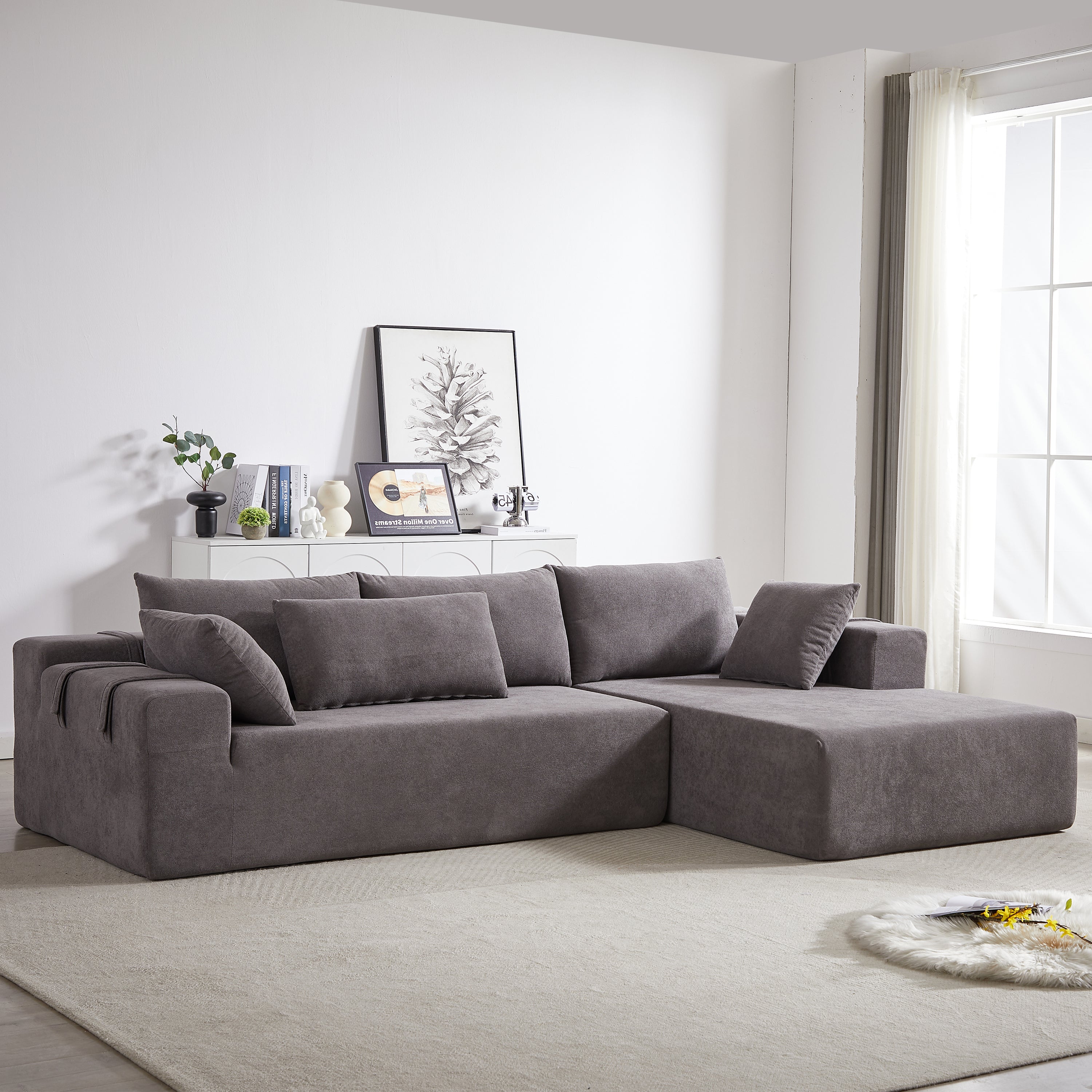 Modular L-Shaped Sectional Sofa Set, 108" with 6 Pillows