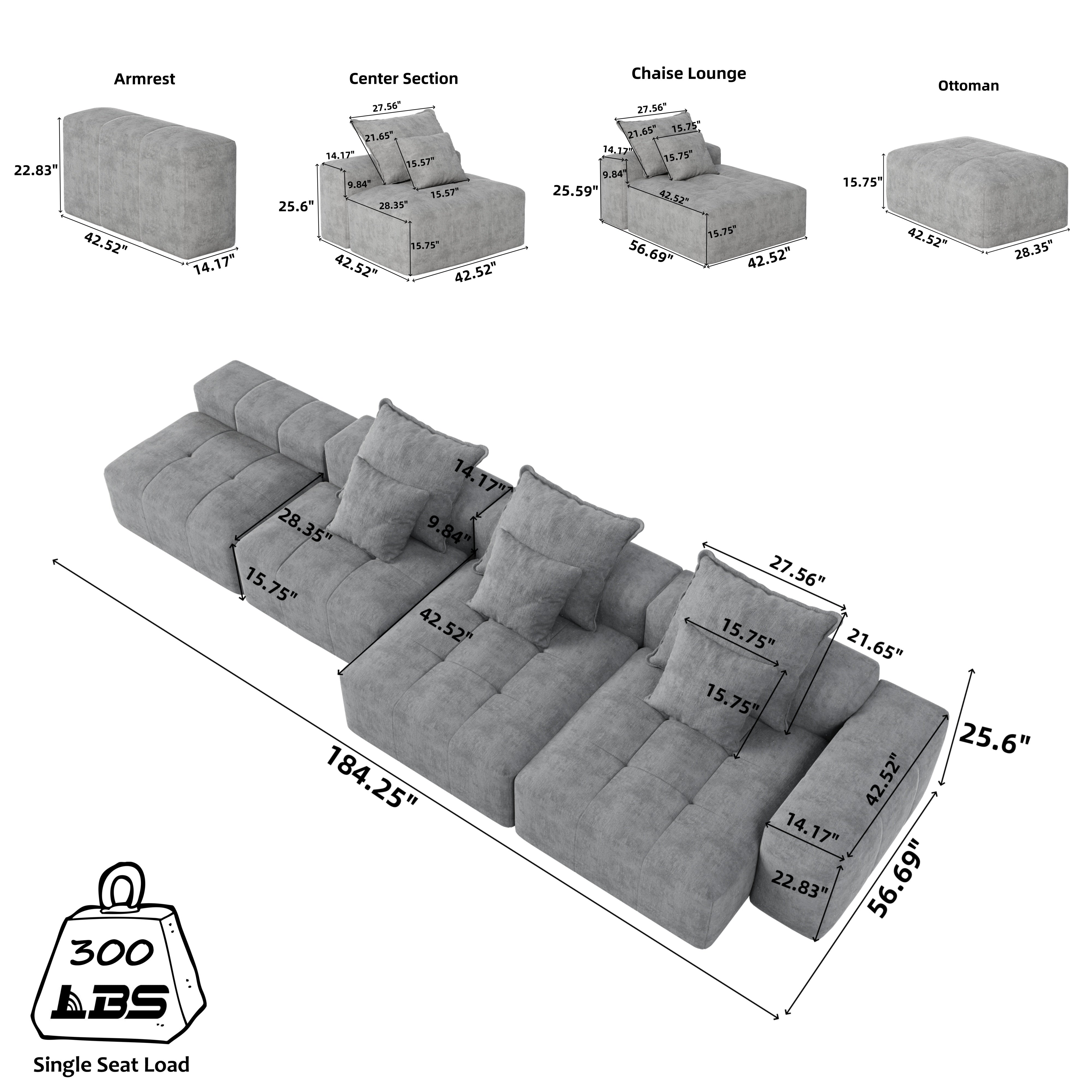 Luxury Chenille Sectional Sofa
