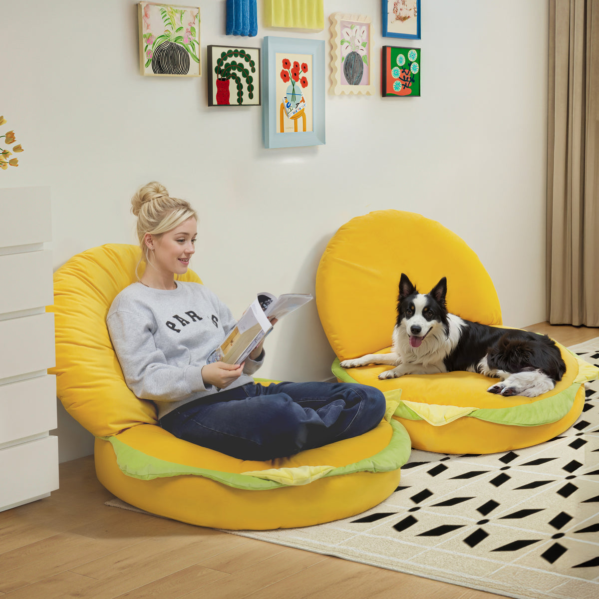 Hamburger Shaped Floor Sofa Couch