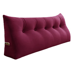 Large Bolster Triangular Backrest Reading Pillow Velvet —Wine Red