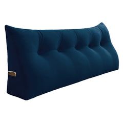 Large Bolster Triangular Backrest Reading Pillow Velvet—Deep Blue