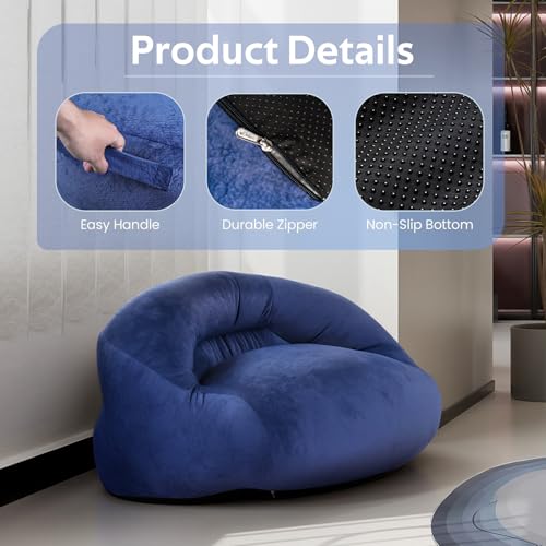 Bean Bag Chair for Adults, Giant Bean Bag, 4 Foot, Navy Blue