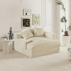 Oversized Plush Chaise Lounge Sofa with 2 Pillows