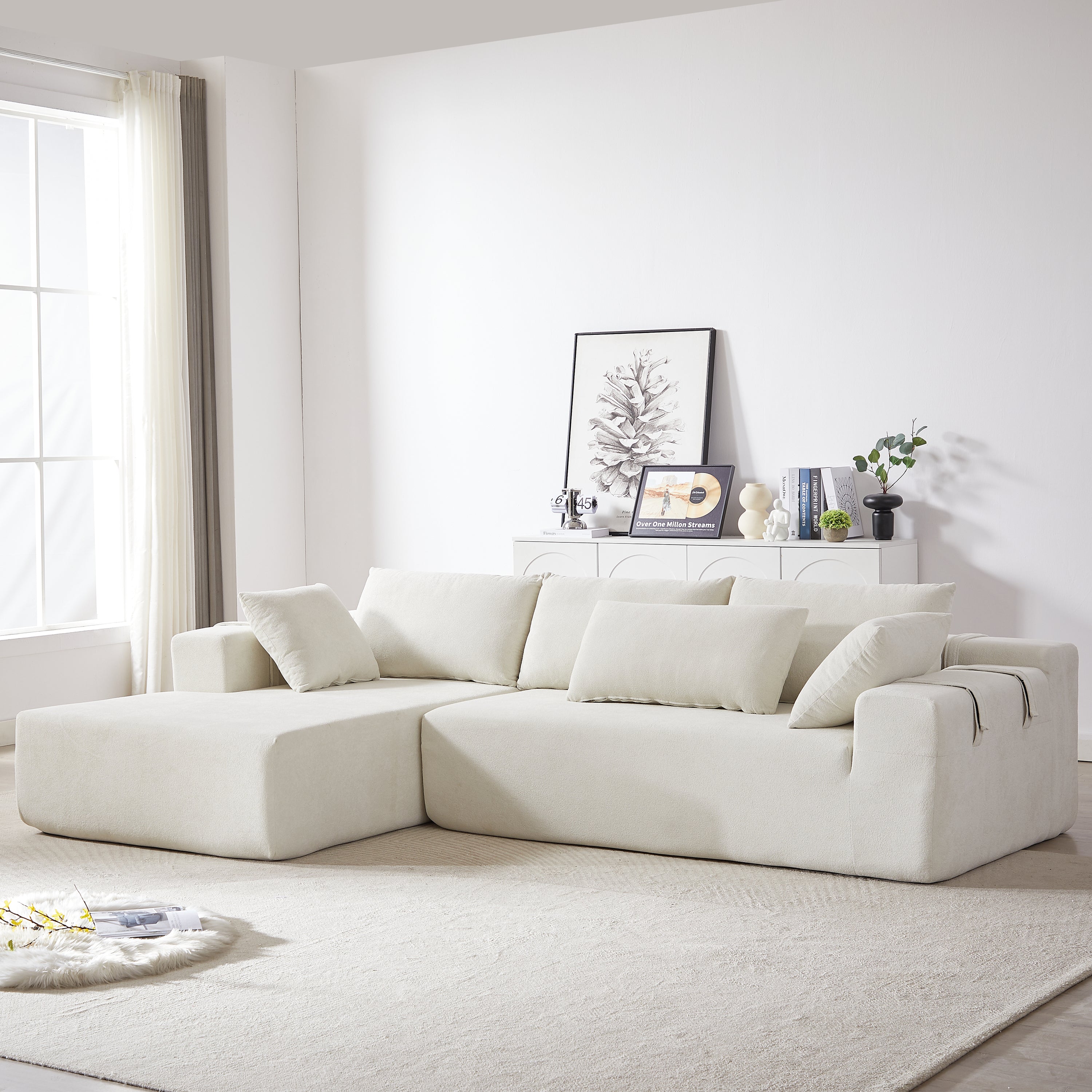 Modular L-Shaped Sectional Sofa Set, 108" with 6 Pillows