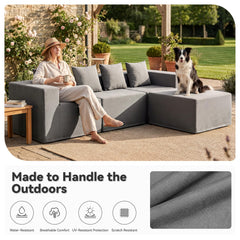 4 Pcs Outdoor Couch, Patio Sectional Furniture Set